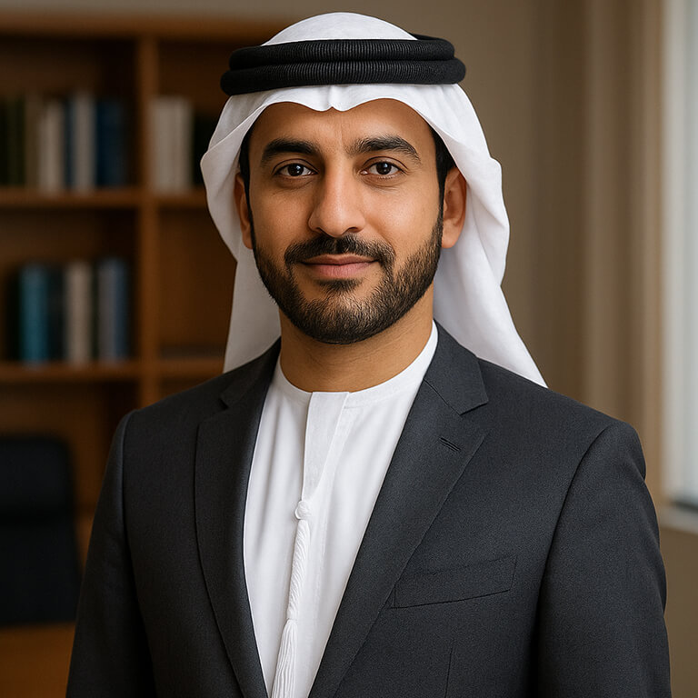 Portrait of Mr. Ahmed Al Mansoori, Senior Legal Consultant at Atlal Recovery Services Dubai.