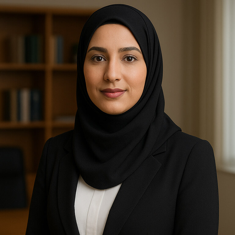 Professional headshot of Ms. Sara Khalifa, Legal Advisor and Case Strategist at Atlal Recovery Services Dubai.